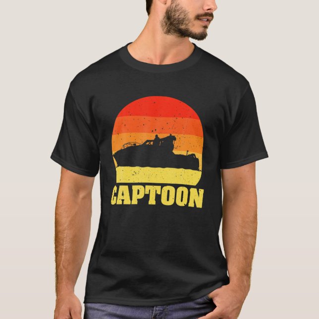 Funny Boating Captoon Pontoon Tritoon Captain Pont T-Shirt (Front)