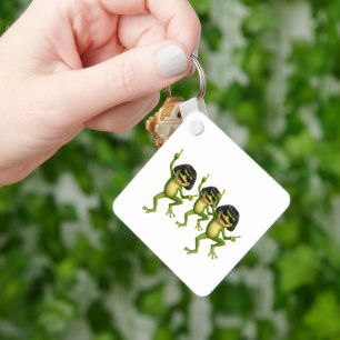 Funny Bob Haircut Frog Meme Gift Square Keychain