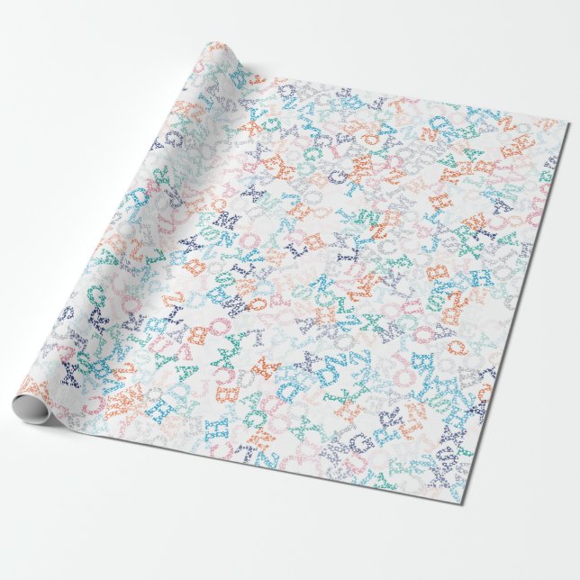 Funny Bobble Cartoon Letter Pattern Wrapping Paper (Unrolled)