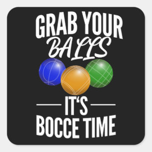 Funny Bocce Balls Player-Boules Team Square Sticker