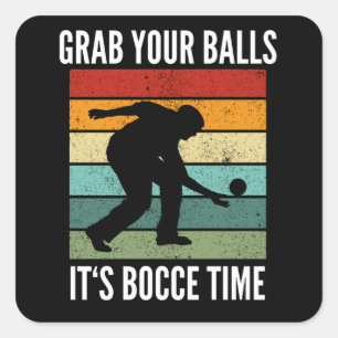 Funny Bocce Balls Player-Boules Team Square Sticker