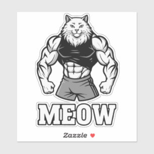 Funny bodybuilder cat showing off massive muscles sticker