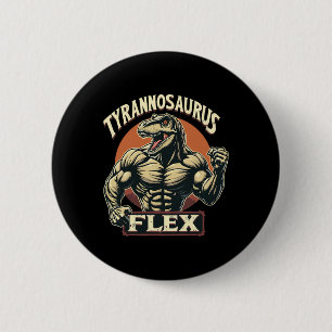 Funny Bodybuilder Tyrannosaurus Flex Gym T-rex Din Button