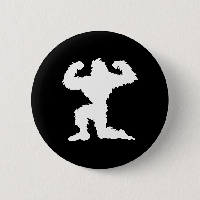 Funny Bodybuilding Bigfoot Bodybuilder Weightlifti Button (Front)