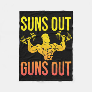 Funny Bodybuilding Fitness Sun's Out Guns Out Bice Fleece Blanket