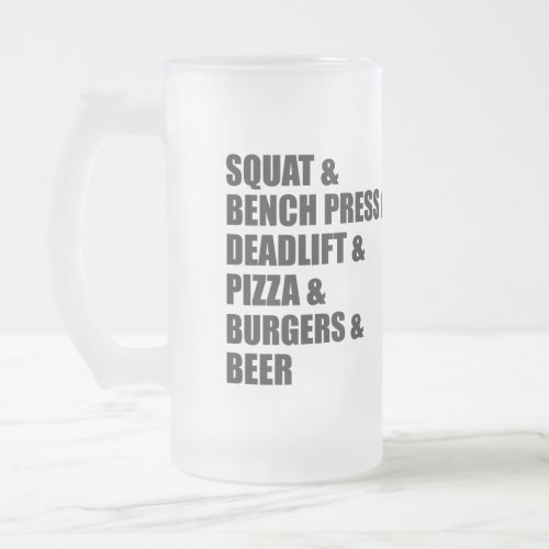 Funny Bodybuilding Gym Pizza Burgers Beer Frosted Glass Beer Mug