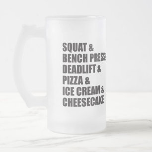 Funny Bodybuilding Gym Pizza Ice Cream Cheese Cake Frosted Glass Beer Mug
