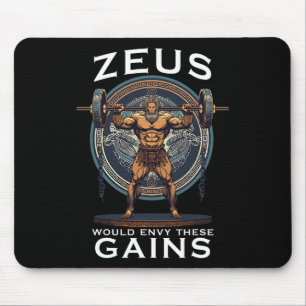 Funny Bodybuilding Muscle Gain Humor Greek God Zeu Mouse Pad