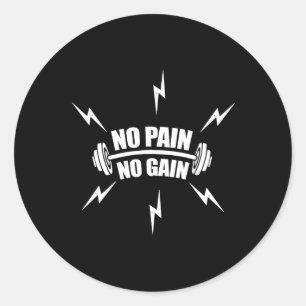 Funny Bodybuilding no Pain No Gain' With Dumbbell Classic Round Sticker