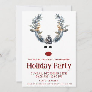 Funny boho reindeer holiday party corporate invitation