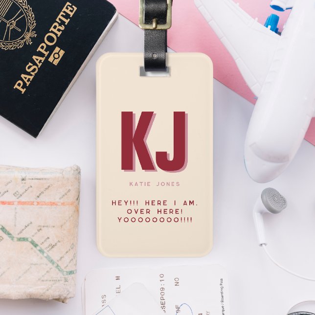 Funny Bold Personalized Monogram Luggage Tag (Creator Uploaded)