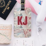 Funny Bold Personalized Monogram Luggage Tag<br><div class="desc">Modern designs featuring bold red typography on a marble background. It doesn’t get better than this color combo. Modern and fun, stunning shades of pink and candy apple red are utterly charming and sweet! Add your contact information to the back or choose to remove. Add your custom wording to this...</div>