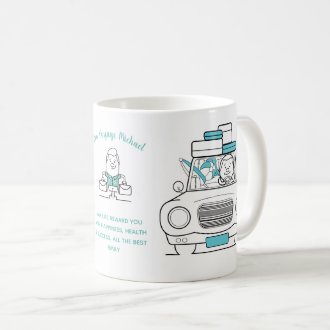 Funny Bon Voyage Gift Personalized Travelling Man Coffee Mug