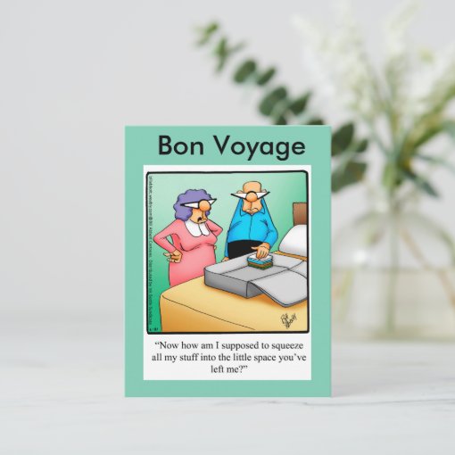 Funny Bon Voyage Humor Postcard | Zazzle