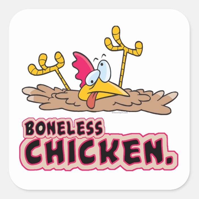 funny boneless chicken cartoon square stickers