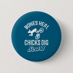 Funny Bones Heal Chicks Dig S Bmx Biking  Button