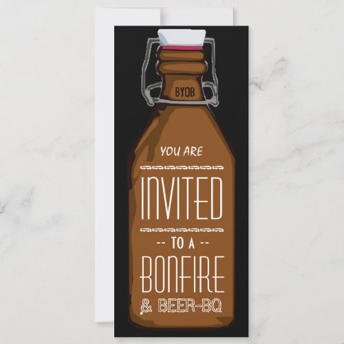 Funny Bonfire  Beer BQ Barbecue Engagement Party Invitation