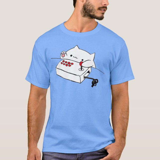Funny Bongo Cat Funny Cute Gamer Meme Cat tee Men  (Front)