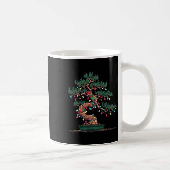 Funny Bonsai Tree Christmas Graphics Lights Lover  Coffee Mug (Right)