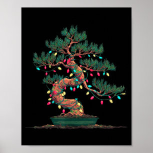 Funny Bonsai Tree Christmas Graphics Lights Lover  Poster