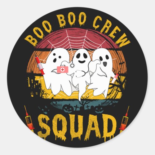 Funny Boo Boo Crew Squad Nurse Halloween Nurses RN Classic Round Sticker