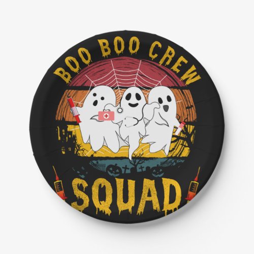 Funny Boo Boo Crew Squad Nurse Halloween Nurses RN Paper Plates