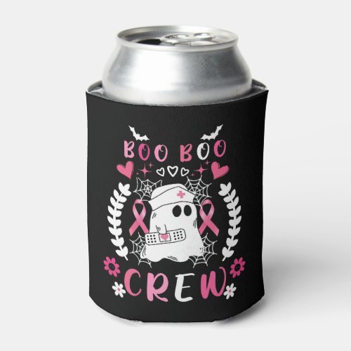 Funny Boo Crew Breast Cancer Awerness Halloween Can Cooler