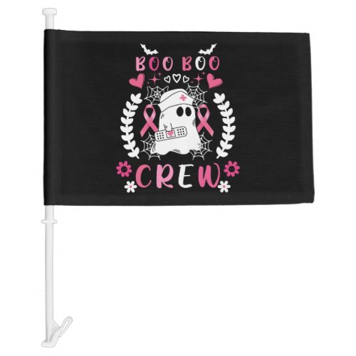 Funny Boo Crew Breast Cancer Awerness Halloween Car Flag