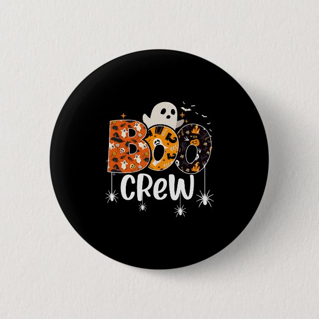 Funny Boo Crew Ghost Lover Matching Halloween Men Button (Front)