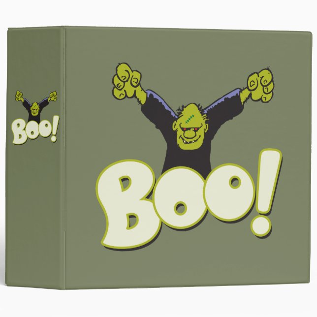 Funny BOO Frankenstein Monster Halloween Binder (Front/Spine)