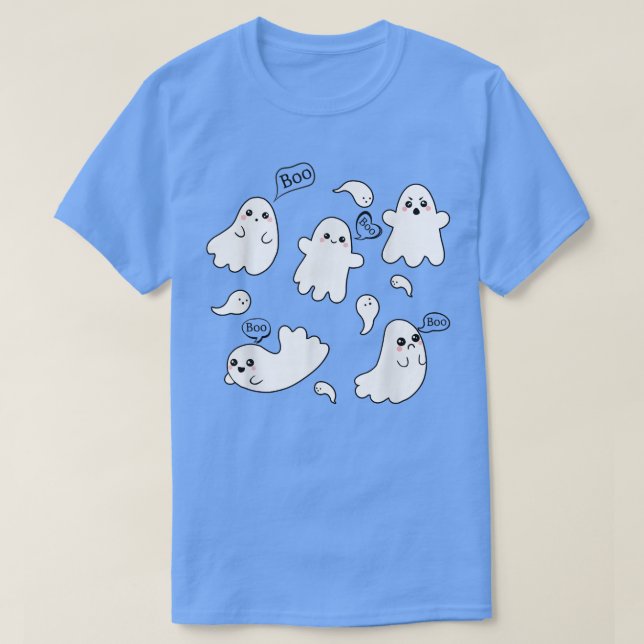 Funny Boo Ghosts, Cute Boo Crew, Groovy Halloween  T-Shirt (Design Front)