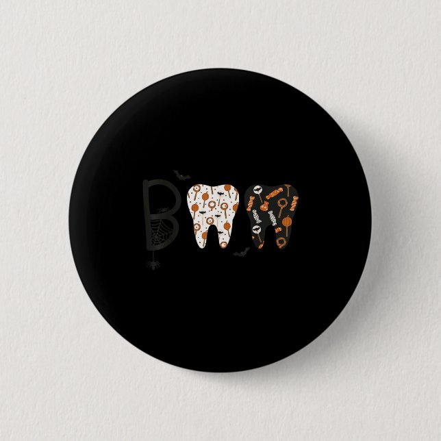 Funny Boo Halloween Candy Dentist Teeth Men Women  Button (Front)