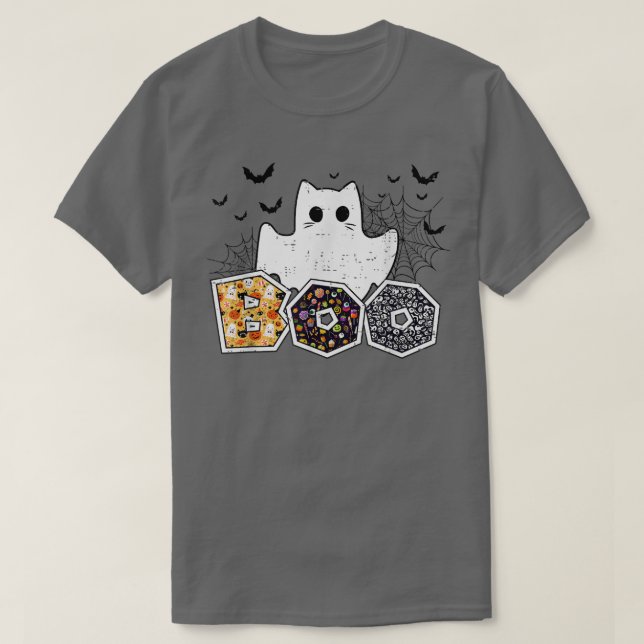 Funny Boo Halloween Costume Boo Cat Ghost Spider K T-Shirt (Design Front)