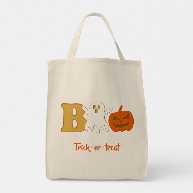 Funny Boo Halloween Tote Bag (Back)
