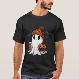 Funny Boo-jee Ghost Drinking Coffee Lovers Spooky  T-Shirt