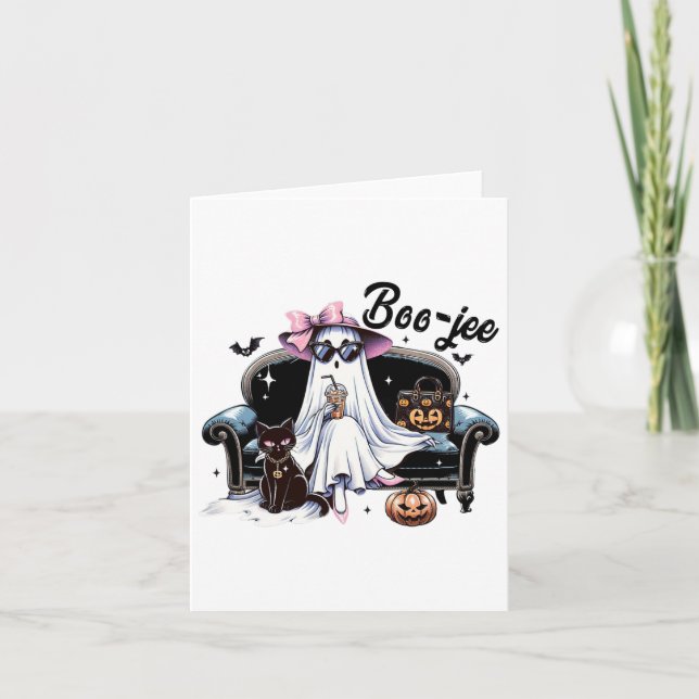 Funny Boo Jee Ghost Halloween Boo Jee Ghost Spooky Card (Front)
