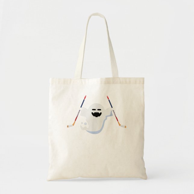 Funny Boo Playing Ice Hockey Halloween Classic T S Tote Bag (Front)