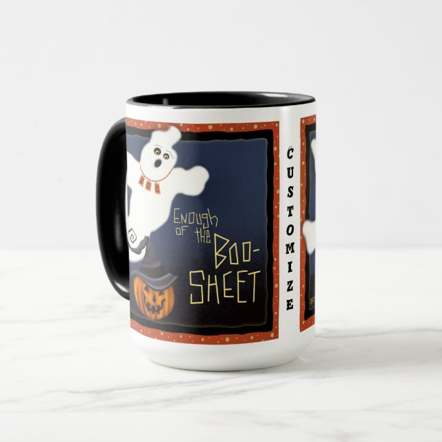Funny Boo Sheet Cute Ghost Customizable Mug (Front Left)