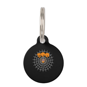Funny Boo Spider Web Halloween Long Sleeve Pet ID Tag