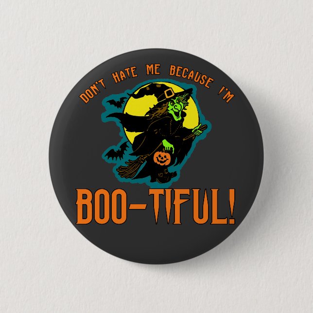 Funny Boo-tiful Witch Products Button (Front)