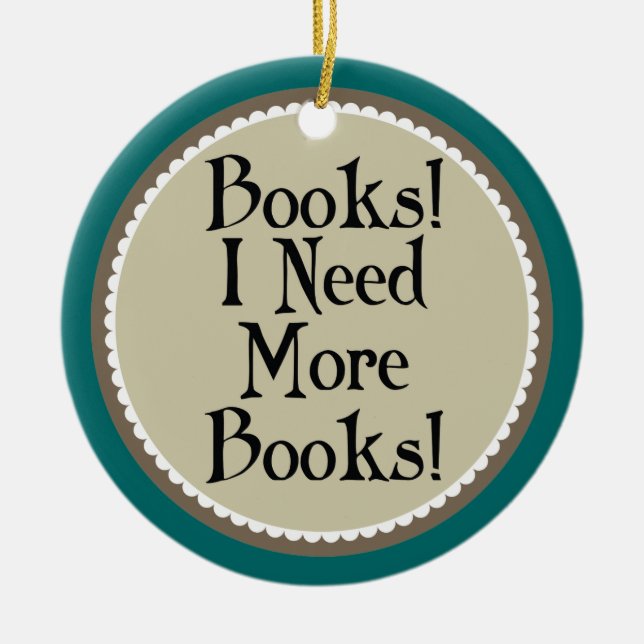 Funny Book Addict Reading Christmas Ornament Gift (Front)