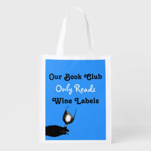 Funny book club amusing blue Personalized Grocery Bag
