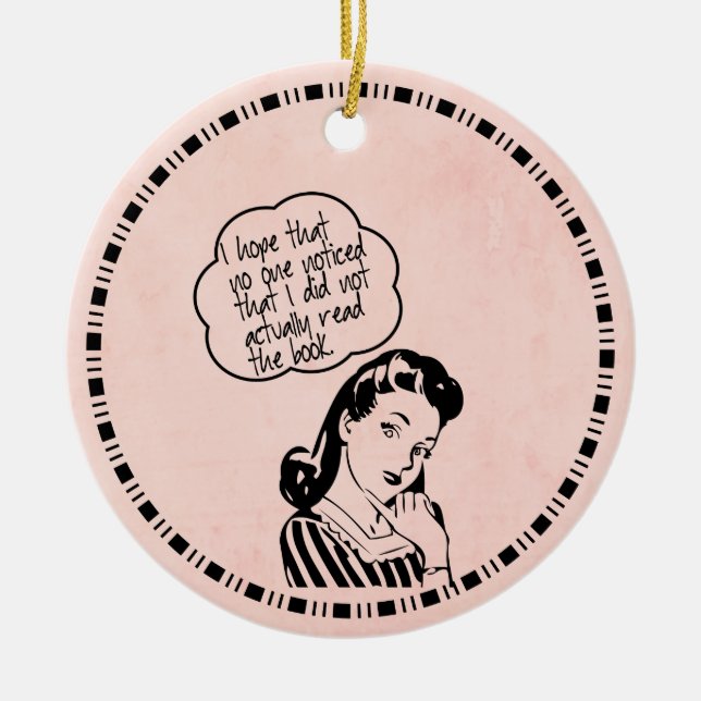 Funny Book Club Ceramic Ornament (Front)