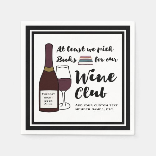 Funny Book Club  Drink Wine Club Girls Night Out Napkins
