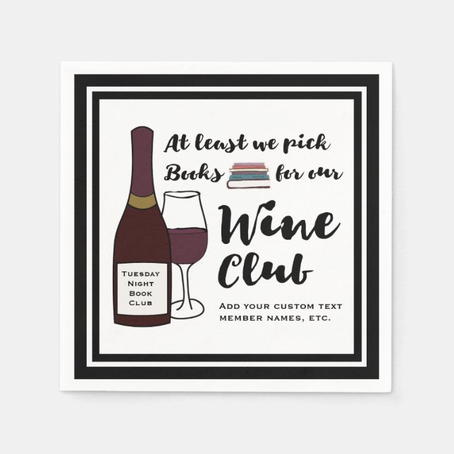 Funny Book Club | Drink Wine Club Girls Night Out Napkins (Front)