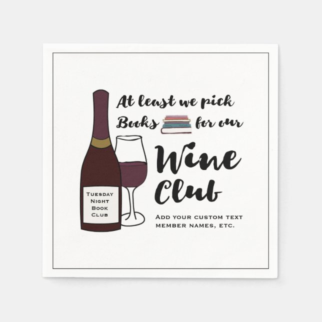 Funny Book Club | Drink Wine Club Girls Night Out Napkins (Front)