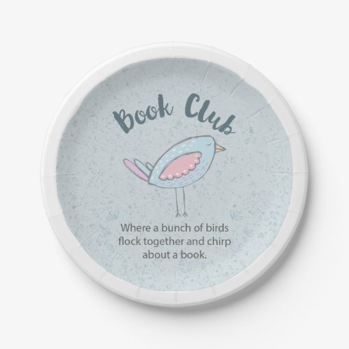 Funny Book Club Group Meeting Modern Bird Paper Plates