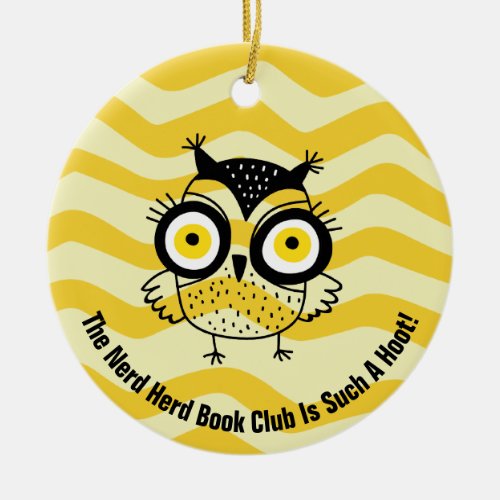 Funny Book Club Owl Modern Ceramic Ornament