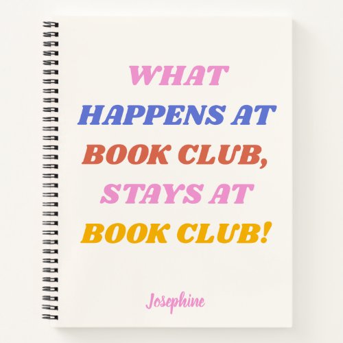 Funny Book Club Quote Colorful Name Journal