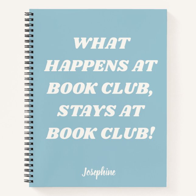 Funny Book Club Quote Personalized Blue Journal (Front)
